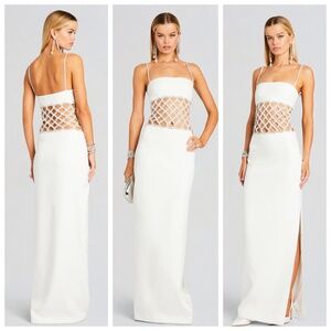 Retrofete SOLENE White Dress Cut Out Pearl Crystal Embellished SMALL